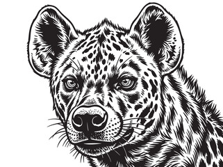 Fototapeta premium Black and white leopard head, wildlife illustration, animal portrait, vector graphic