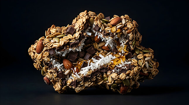 Pixelated chocolate cookie on dark background