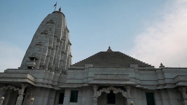Birla Mandir Temple, Jaipur, India. Stunning Architectural Elegance of a Majestic Temple Against a Clear Sky Captured in Two Frames Highlighting Its Unique Design and Historical Significance