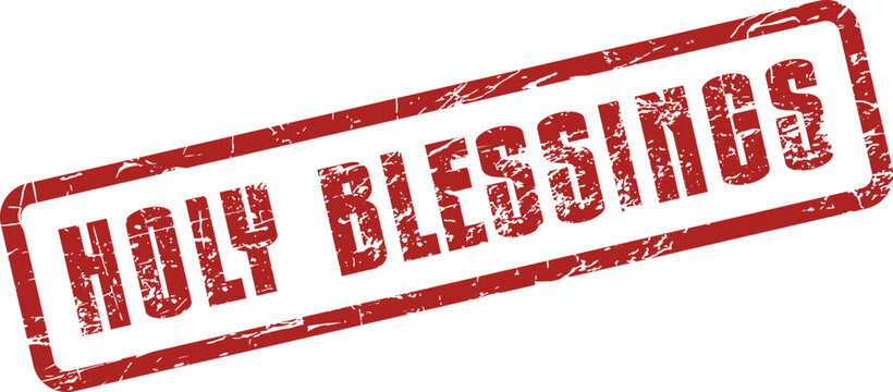 Distressed red Holy Blessings rubber stamp for religious messages and spiritual greetings