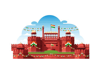 The Red Fort stands proudly in New Delhi during a vibrant cultural event. © Lina