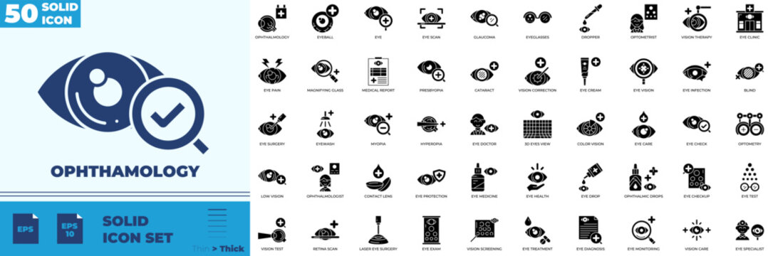 Opthamology Solid Editable Icons set