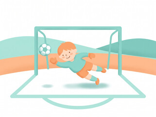 Obraz premium Active Young Boy Diving for a Soccer Ball