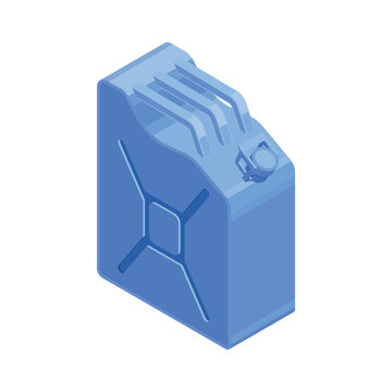 Vector of a blue fuel canister in isometric style for use in projects about fuel, energy, and industrial themes