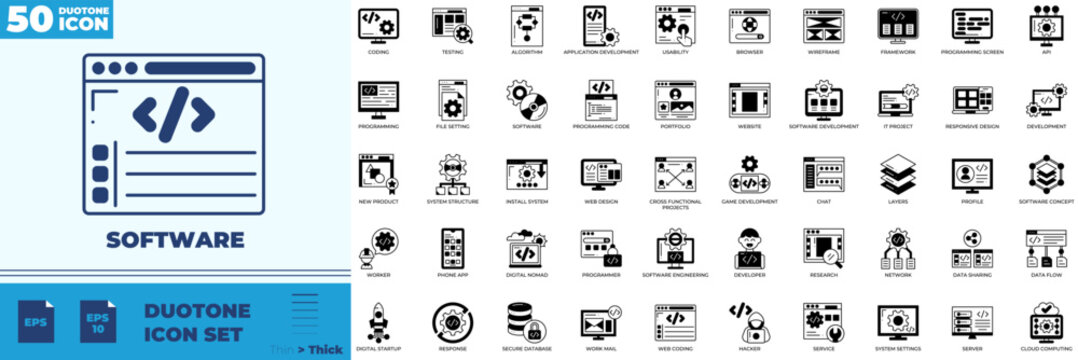Software Duotone Editable Icons set