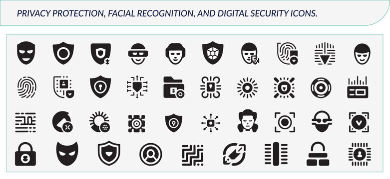 Advanced Data Security, Encryption, and Cybersecurity Vector Symbols.