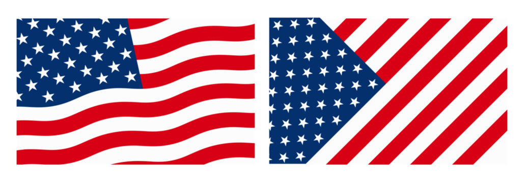 USA diagonal straight and wavy flag , United States patriotic stars and stripes flag pattern design