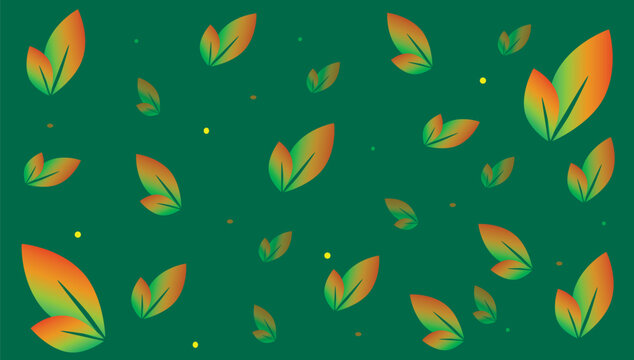 Abstract Leaf Seamless Pattern Design. Abstract art. Green tea leaves background.