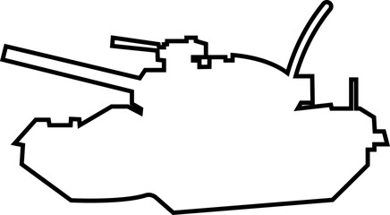 Military armored vehicle tank silhouette in black line style featuring combat transport carrier artillery machine army defense war icon bundle © Sattar