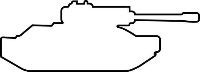 Military armored vehicle tank silhouette in black line style featuring combat transport carrier artillery machine army defense war icon bundle © Sattar