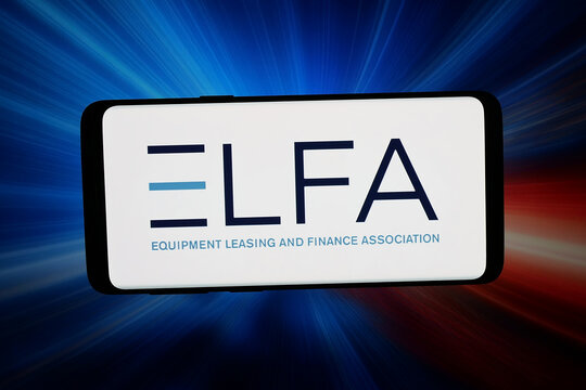 Stuttgart, Germany - 05-13-2026: In this photo illustration, the logo of Equipment Leasing and Finance Association (ELFA) is displayed on smartphone in front of abstract background on computer screen.