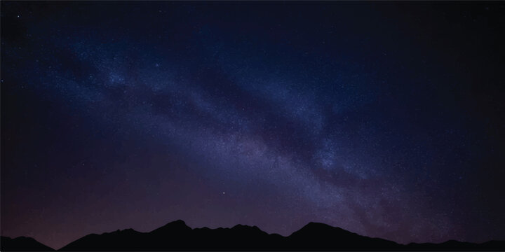 Silhouetted mountain range against a milky way galaxy at night with night sky outer space starry sky landscape mountain silhouette dark