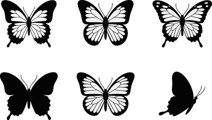 Butterfly silhouette collection featuring decorative winged insect designs isolated for nature and artistic illustration projects © MdMotahar