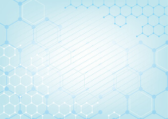Obraz premium Abstract blue background with hexagons, honeycomb. For slide-show, leaflet, card.