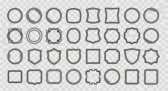 Collection of Blank Emblem and Badge Frames, Vector Shapes for Design