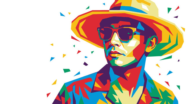 Man Wearing Sunglasses and Hat.