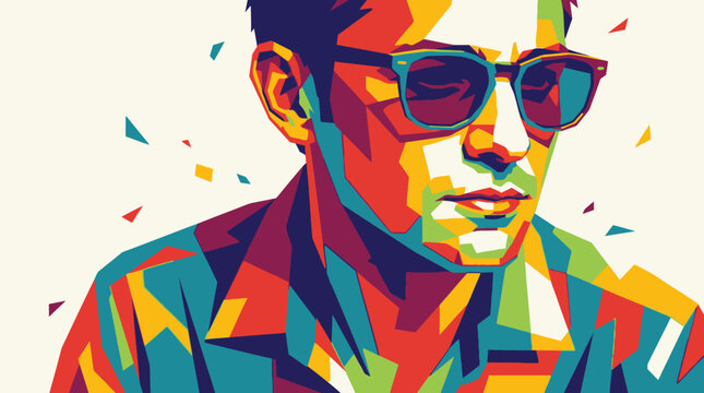 Man Wearing Sunglasses Closeup Portrait.