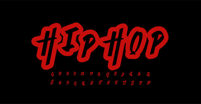 Handwritten Logo Alphabet, Outline Urban Letters, Handdrawn Font for Scrapbook Headline, Teenage Skate Typography, Street Hiphop Music Fest Headline and Title, Game Text. Vector Typographic Design