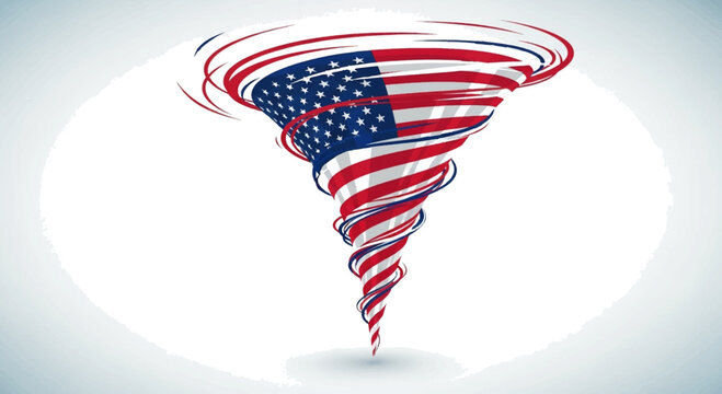 American flag tornado, USA hurricane symbol, patriotic weather icon, national disaster sign