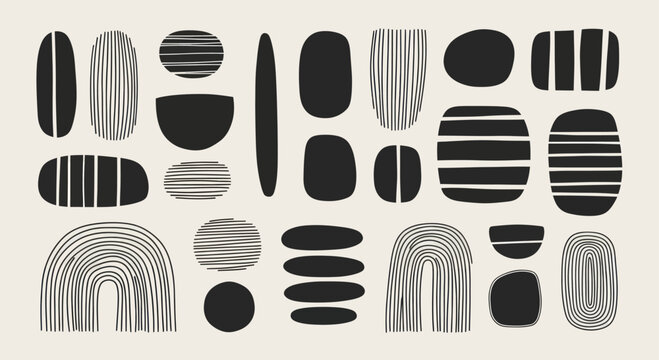 Abstract Organic Shapes and Lines Mid Century Modern Design Elements.