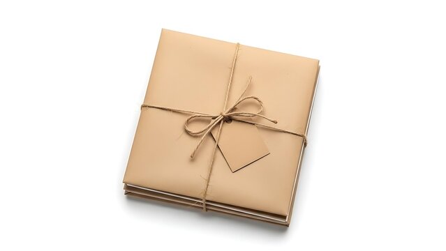 Neatly tied kraft paper package with twine