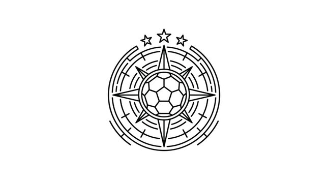 Minimalist Soccer Ball Compass Logo Emblem