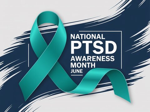 Teal awareness ribbon for national ptsd awareness month in june