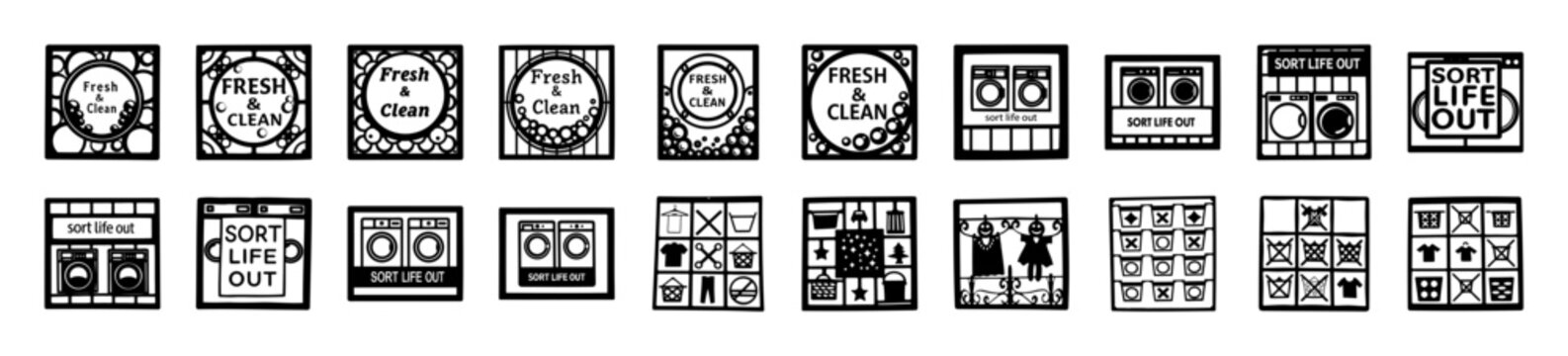 Colorful geometric icon set with abstract shapes - A vibrant collection of abstract geometric icons featuring circles, squares, and triangles in a clean, modern design style.