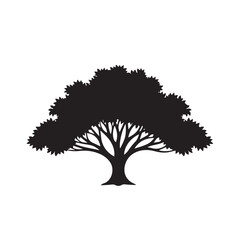 Fototapeta premium Tree Silhouette Vector Illustration, Minimal Nature Tree Icon