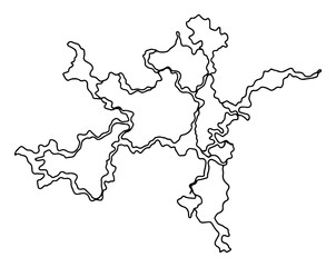 Fototapeta premium Abstract fantasy map outline or river system shape in minimalist line art style