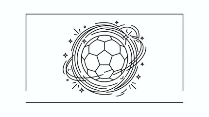 Minimalist Soccer Ball with Orbital Rings and Stars Line Art © RB