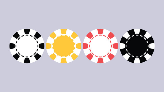 Poker chip icon set, casino gambling tokens colorful minimalist vector illustration gaming design collection isolated artwork symbols
