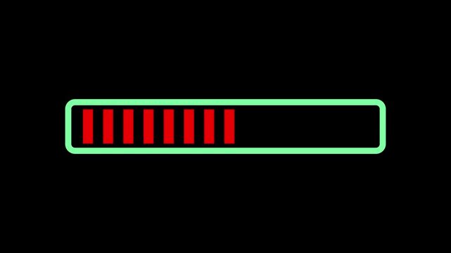 neon line battery charging icon animation concept on black background....