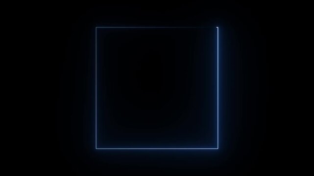 blue neon frame animation, glowing light border, bright rectangular neon outline, soft electric shine edge, on black background, minimal light box....