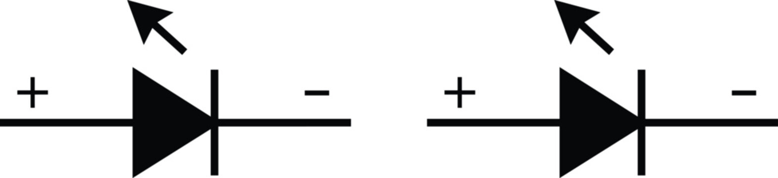 Light Emitting Diode (LED) Circuit Symbol with Anode and Cathode Polarity for Electronics, Engineering, and Educational ContentLight Emitting Diode (LED) Circuit Symbol with Anode 