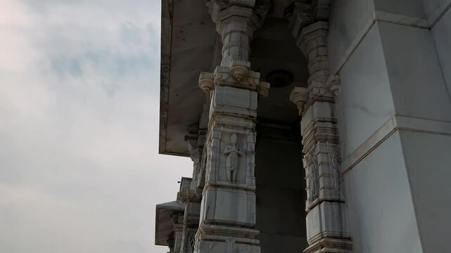 Birla Mandir Temple, Jaipur, India. A Majestic Temple: Capturing the Elegance and Timeless Beauty of Immaculate Marble Architecture Surrounded by a Serene Blue Sky and Lush Greenery