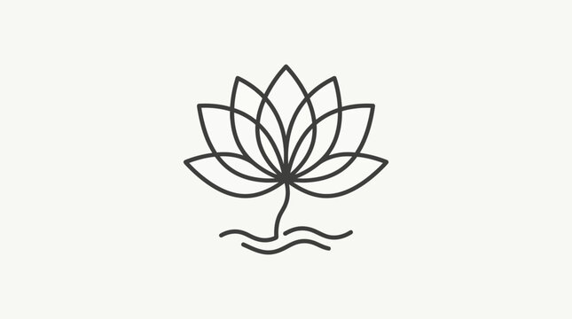 Elegant minimalist line art lotus flower illustration. Modern outline design symbolizing spirituality, purity, and wellness.