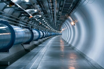 Fototapeta premium Large hadron collider tunnel hosting particle accelerator technology