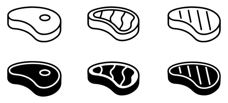 meat icon set with steak symbol