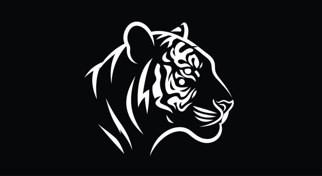 Angry tiger head roaring with sharp teeth