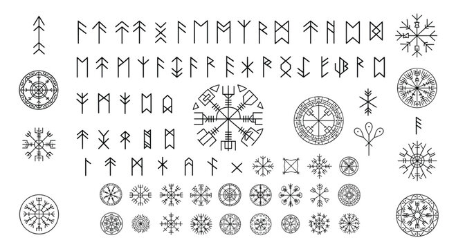 Extensive collection of ancient viking runes and mystical nordic symbols used for divination, protection, and historical study.