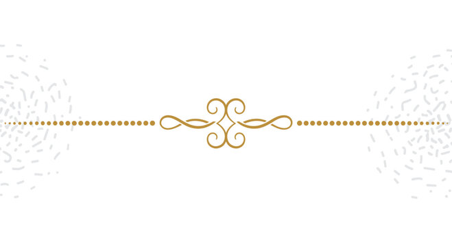 Elegant golden horizontal divider with swirling flourishes and dotted lines adds a classic decorative touch for formal document design.