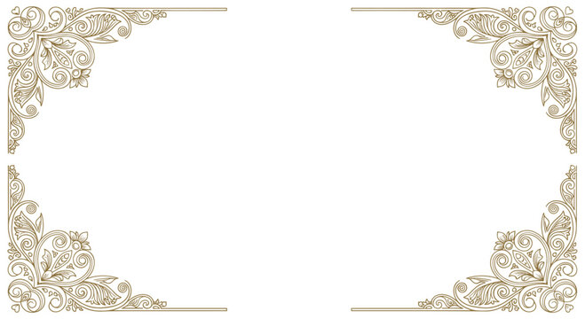 Intricate floral corner ornaments and decorative borders in a classic vintage style suitable for certificate or invitation design.