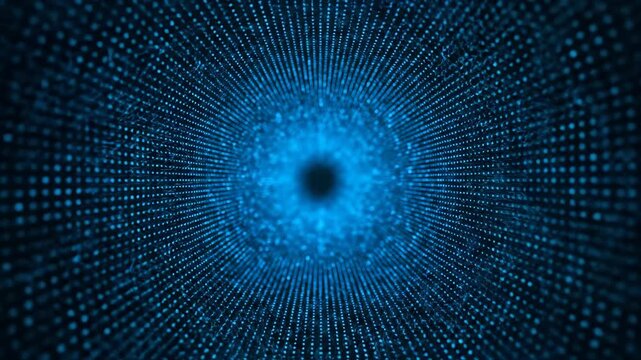 Abstract Blue Digital Tunnel Background Loop with Flowing Data and Light Effects.