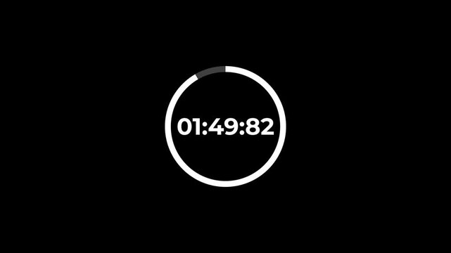 2 minutes countdown timer animation in 1 minute on transparent background, two minutes countdown video with alpha channel , 2 min countdown 4k video