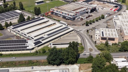 Fototapeta premium Industrial Park with Solar Panels