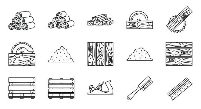 Set of various household items and tools icons