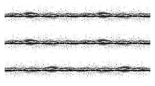 Welding seam lines with industrial metal splatter in detailed engraving style