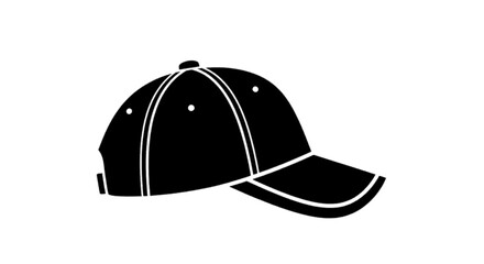 Fototapeta premium Minimal black silhouette icon, simple flat vector, bold black shape, no, no shading black baseball cap icon on a, flat icon style