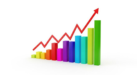 Obraz premium Colorful Business Growth Chart. Performance, Business Graph, Report, Financial Success, Presentation, Diagram, Statistic, Investment, Planning, Analytics concept